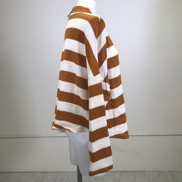 Socialite Striped Mock Neck Dolman Sleeve Sweater - Picture 3 of 7